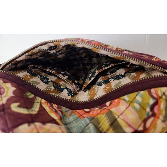 Vera Bradley Quilted Boho Crossbody Bag Green Pink Paisley Adjustable Strap - Picture 7 of 11